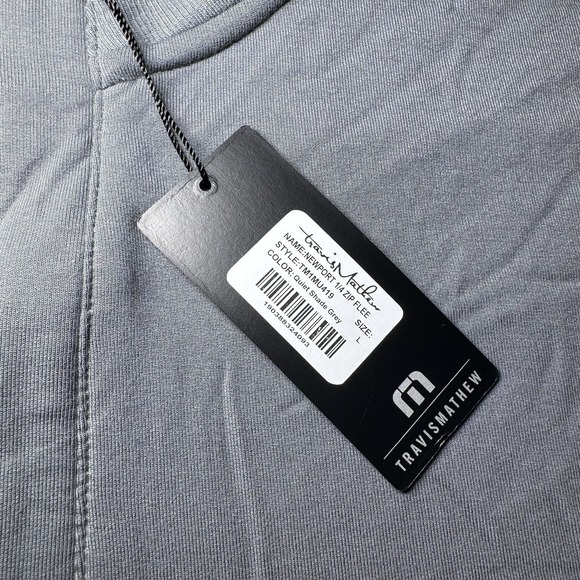 Travis Mathew Newport 1/4 Zip Fleece Mens Large Shade Gray Golf Embroidered NEW - Picture 3 of 14